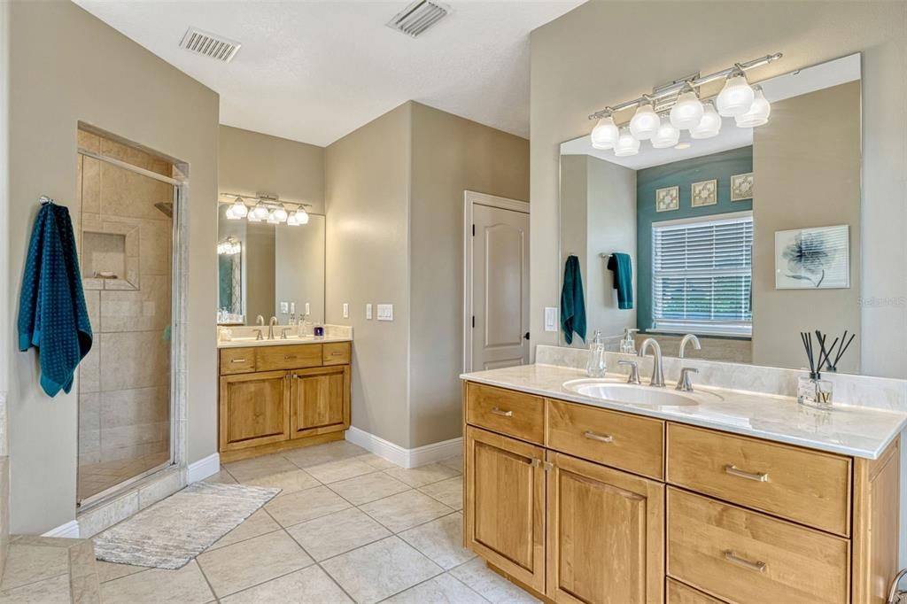 Bathroom, Dual Sink Vanities, Glass Shower, Interior