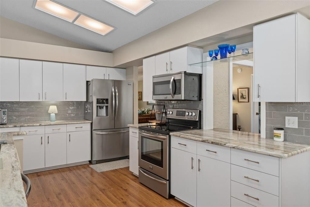 Interior, Kitchen, Stainless Steel Appliances, Wood Texture Flooring