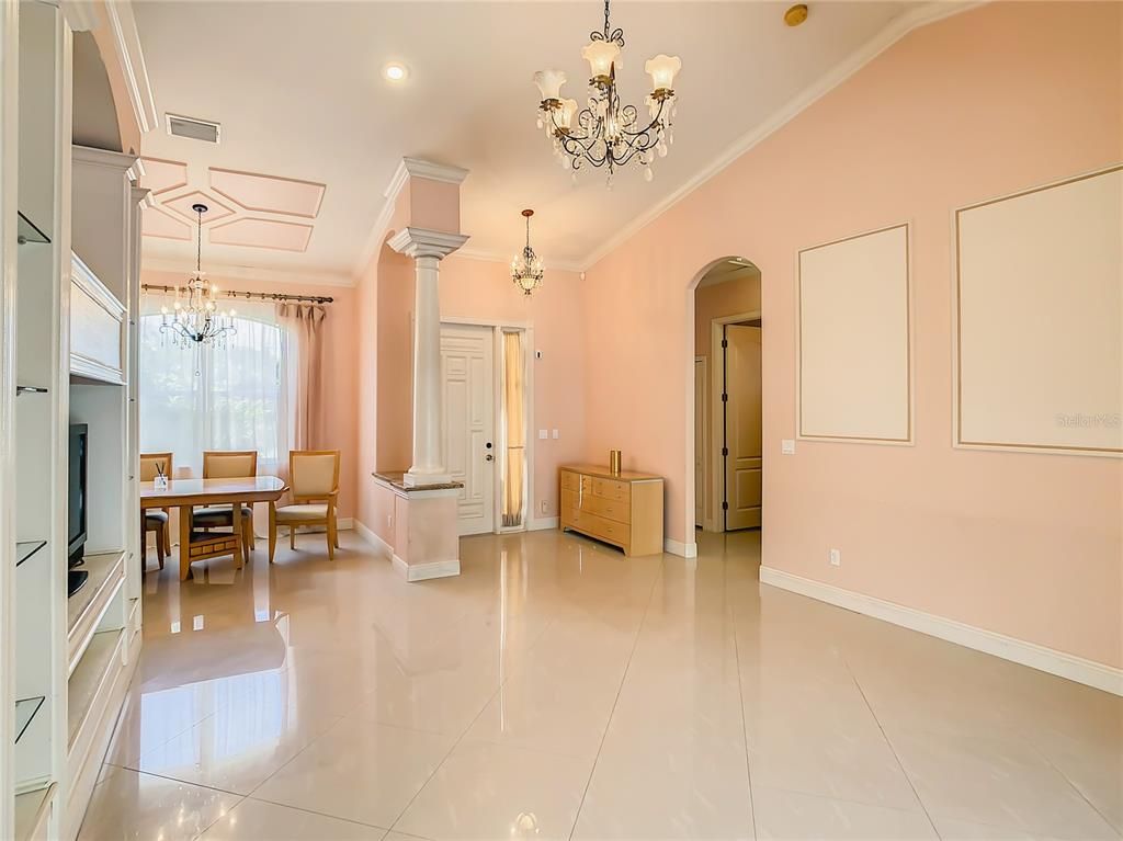 Chandelier, Dining room, Interior, Recessed Lighting