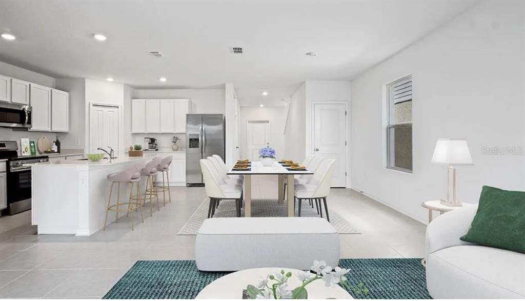 Dining room, Interior, Kitchen, Recessed Lighting, Stainless Steel Appliances