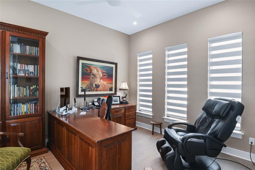 Home Office, Interior, Recessed Lighting, Wood Texture Flooring