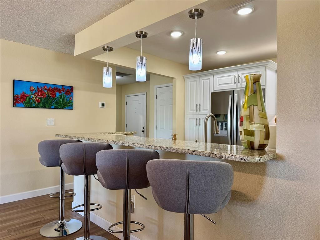 Interior, Kitchen, Pendant Lights, Recessed Lighting, Wood Texture Flooring