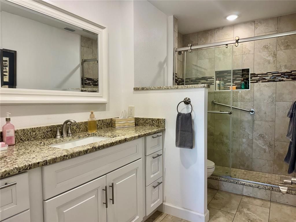 Bathroom, Glass Shower, Interior, Recessed Lighting