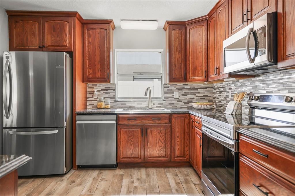 Interior, Kitchen, Stainless Steel Appliances, Wood Texture Flooring