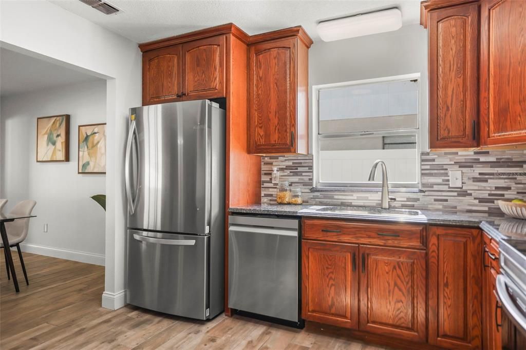 Interior, Kitchen, Stainless Steel Appliances, Wood Texture Flooring