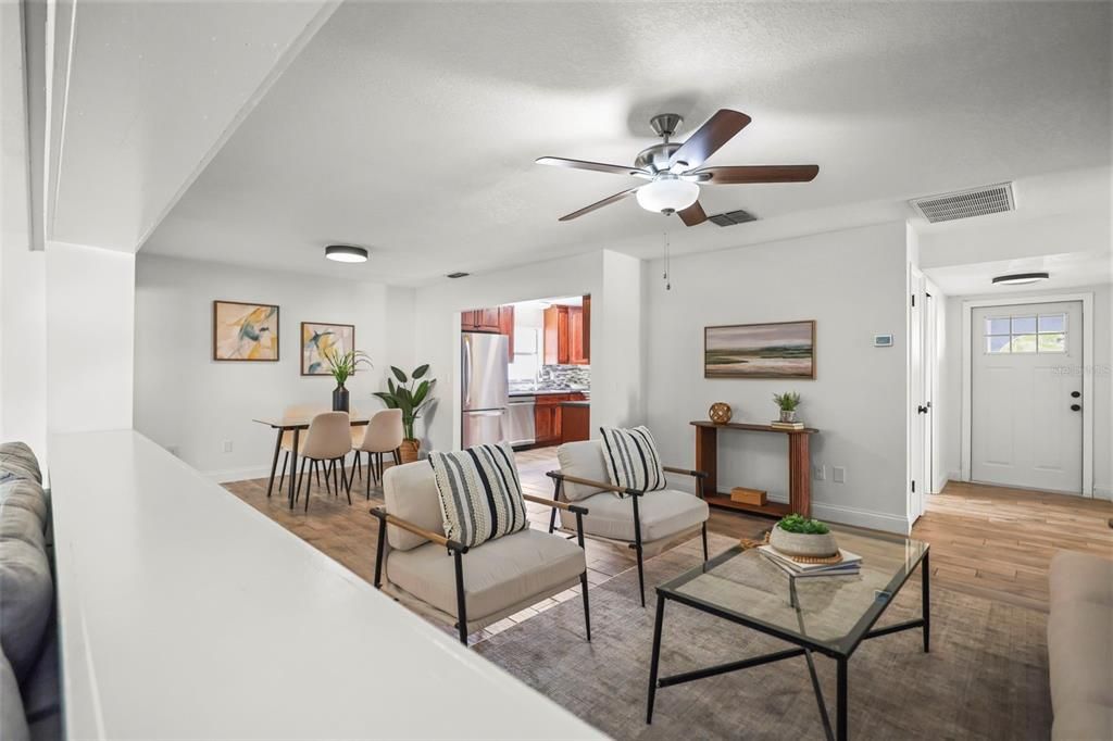 Dining room, Interior, Kitchen, Living room, Wood Texture Flooring
