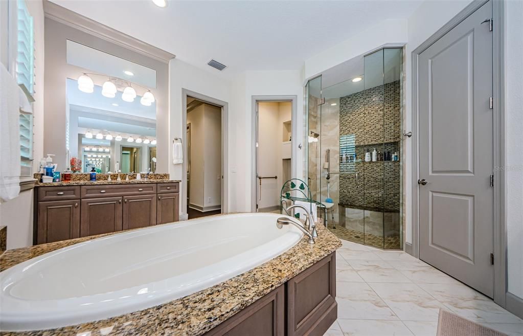 Bathroom, Glass Shower, Interior, Marble, Recessed Lighting