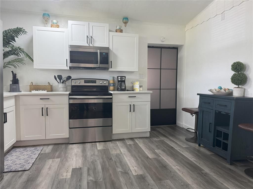 Interior, Kitchen, Stainless Steel Appliances, Wood Texture Flooring