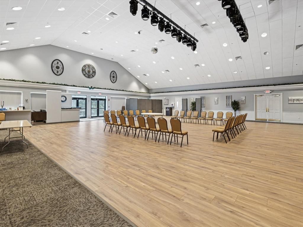 Dining room, Interior, Pendant Lights, Recessed Lighting, Wood Texture Flooring