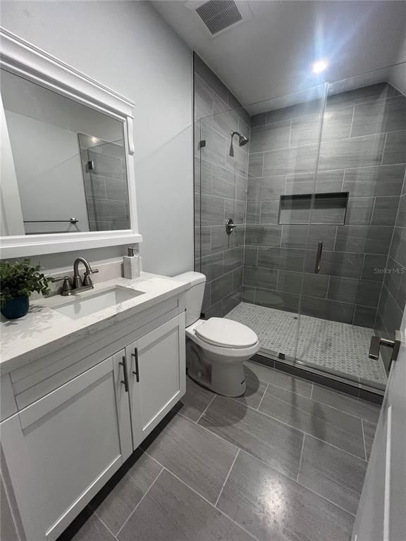 Bathroom, Glass Shower, Interior, Recessed Lighting