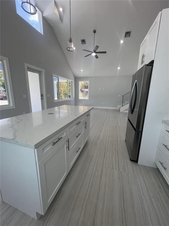 Interior, Kitchen, Marble, Pendant Lights, Recessed Lighting