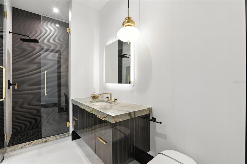 Bathroom, Glass Shower, Interior, Pendant Lights, Recessed Lighting
