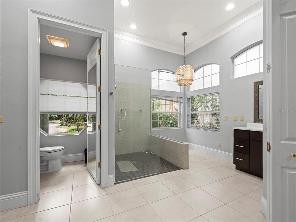 Bathroom, Glass Shower, Interior, Pendant Lights, Recessed Lighting