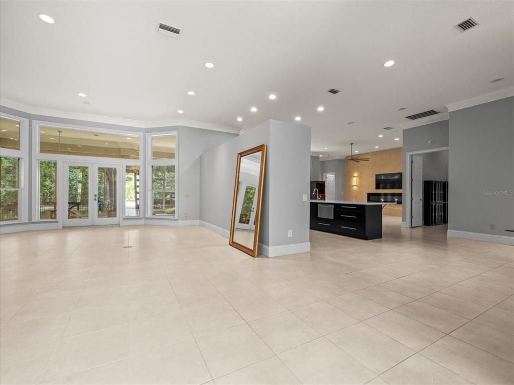 Empty room, Interior, Kitchen, Pendant Lights, Recessed Lighting