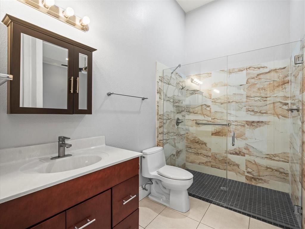 Bathroom, Glass Shower, Interior, Marble Walls