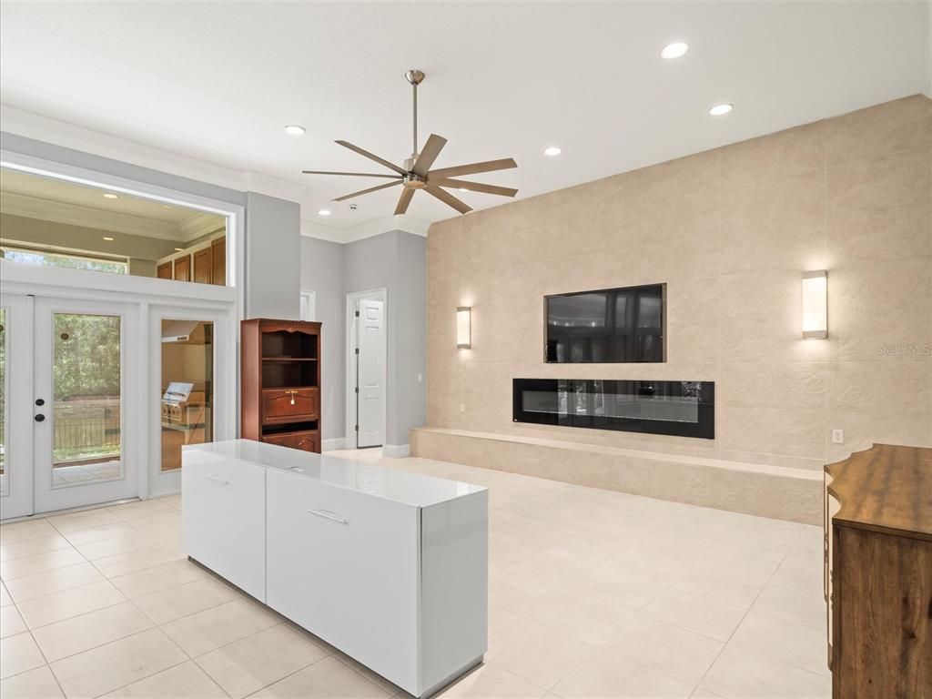 Fireplace, Interior, Living room, Recessed Lighting