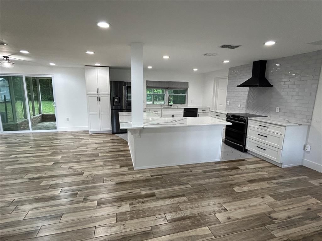 Interior, Kitchen, Recessed Lighting, Wood Texture Flooring