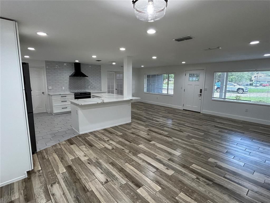 Interior, Kitchen, Recessed Lighting, Wood Texture Flooring
