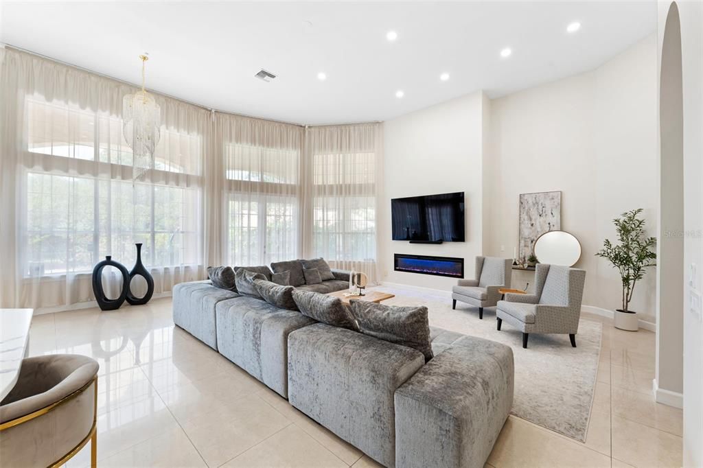 Fireplace, Interior, Living room, Recessed Lighting