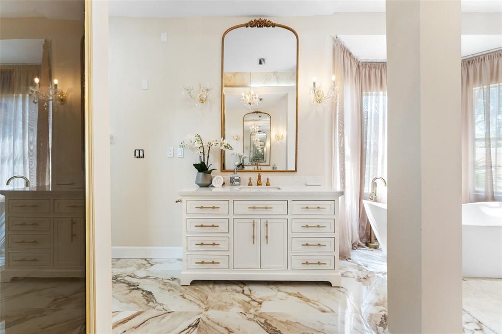 Bathroom, Dual Sink Vanities, Interior, Marble