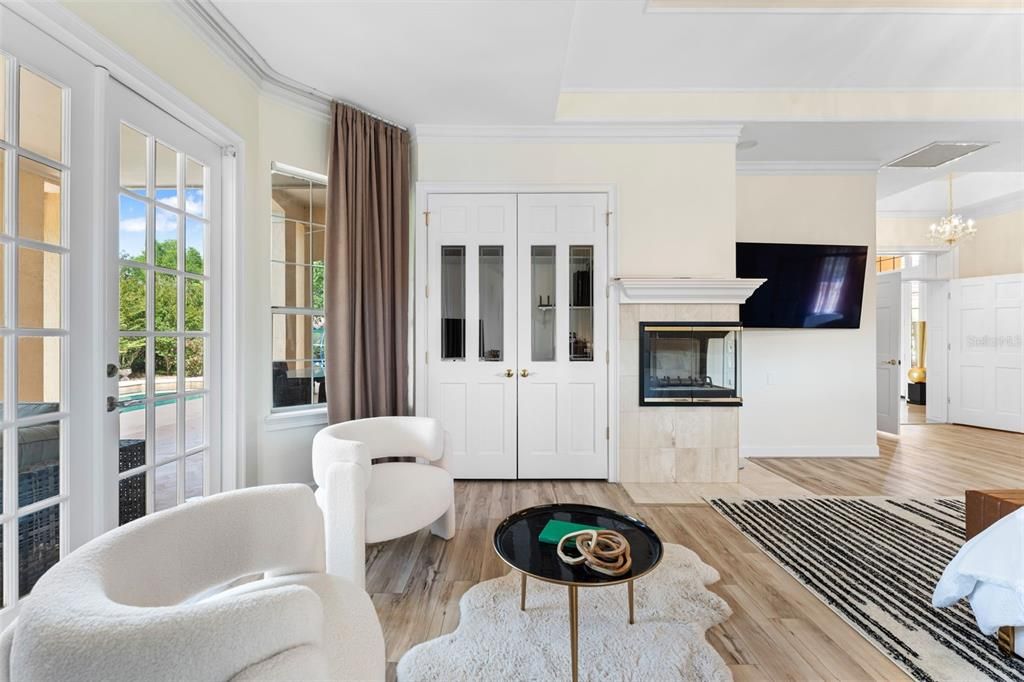 Chandelier, Fireplace, Interior, Living room, Wood Texture Flooring