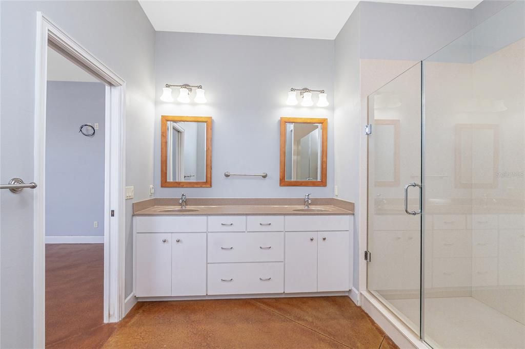 Bathroom, Dual Sink Vanities, Glass Shower, Interior