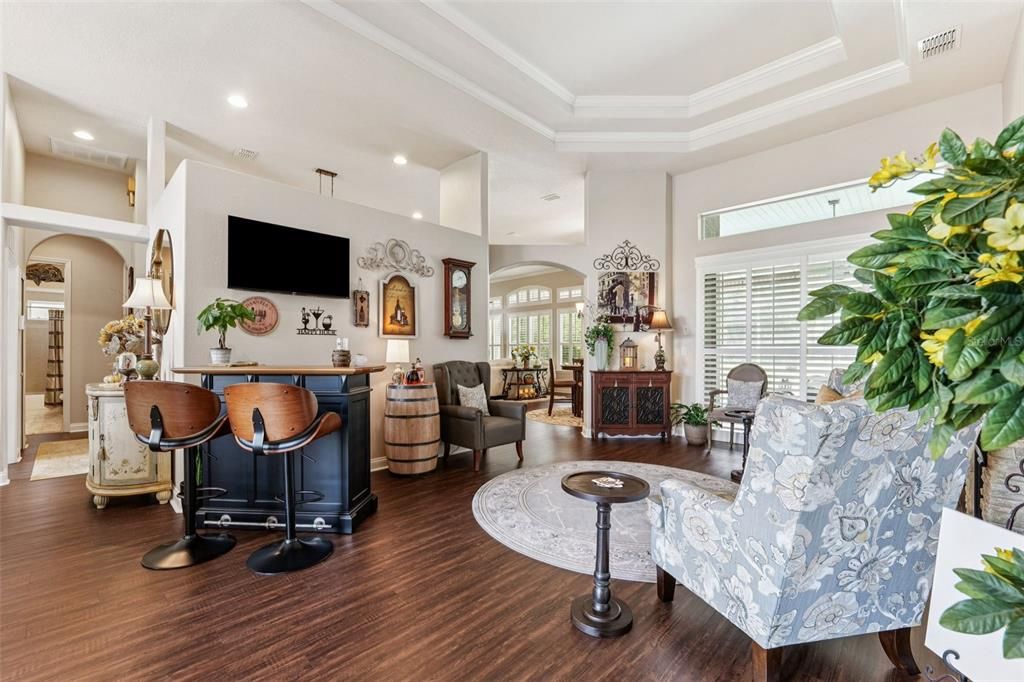 Interior, Living room, Recessed Lighting, Wood Texture Flooring