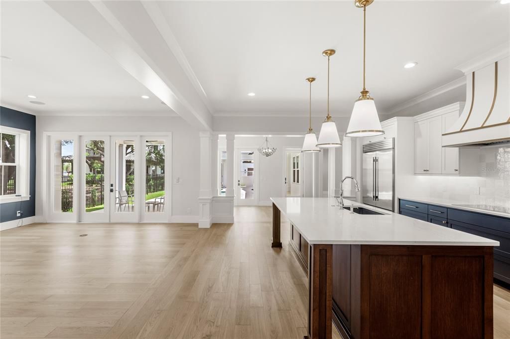 Interior, Kitchen, Pendant Lights, Recessed Lighting, Wood Texture Flooring