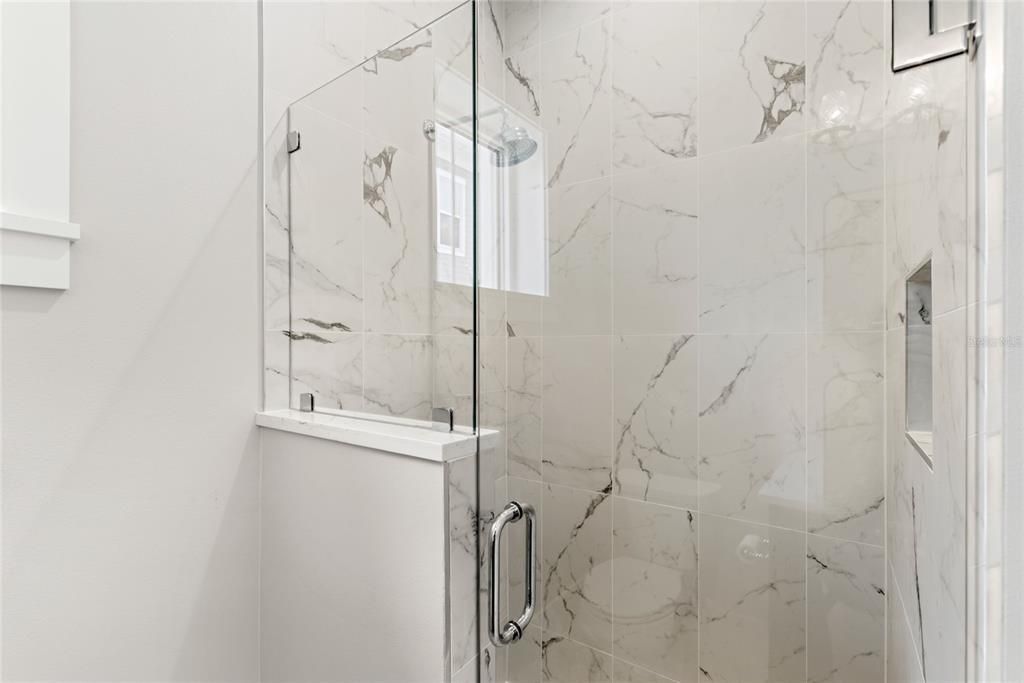 Bathroom, Glass Shower, Interior, Marble Walls