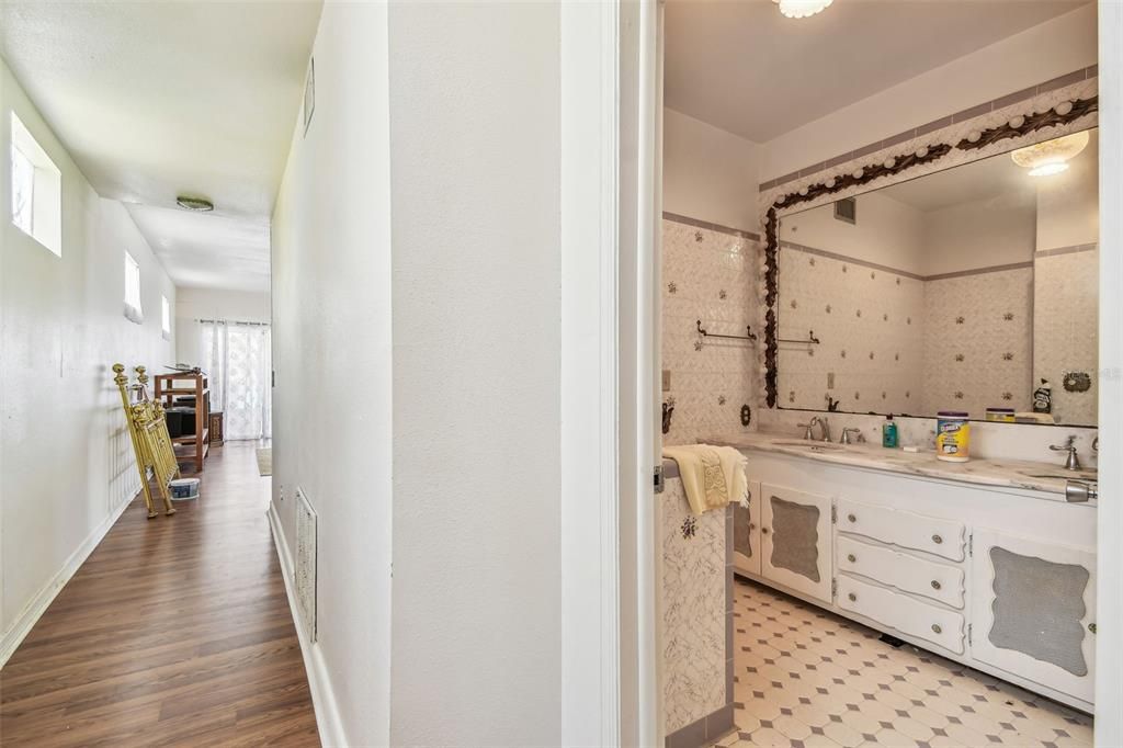 Bathroom, Dual Sink Vanities, Interior, Wood Texture Flooring