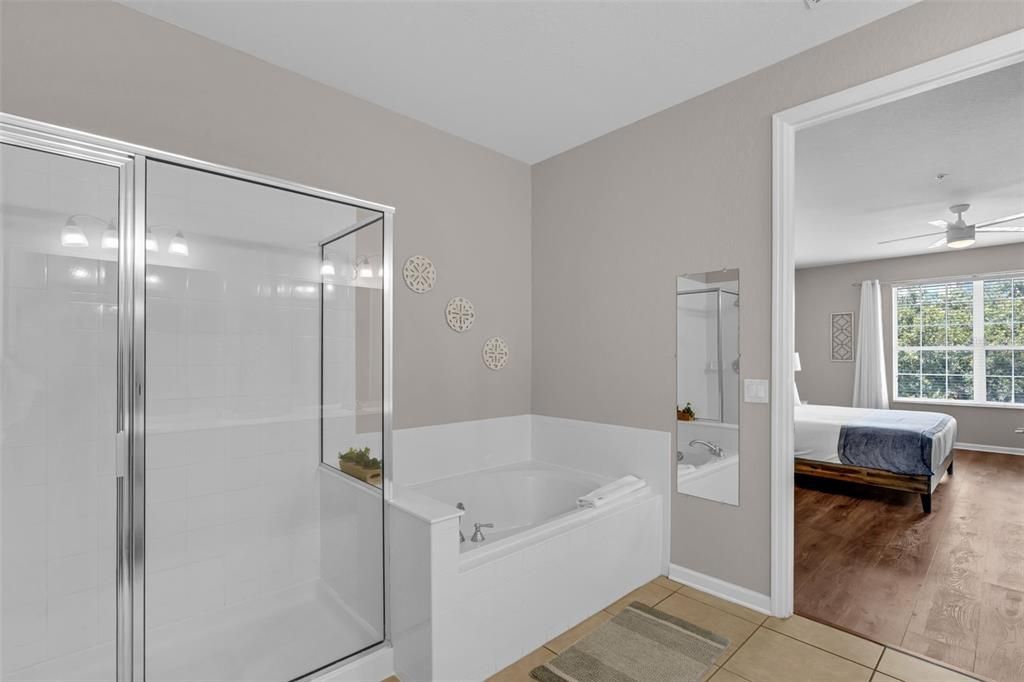 Bathroom, Bedroom, Glass Shower, Interior, Wood Texture Flooring