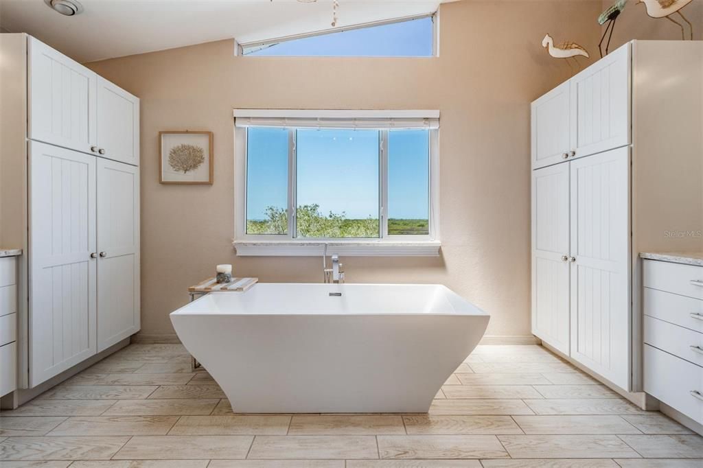Bathroom, Free Standing Baths, Interior, Wood Texture Flooring