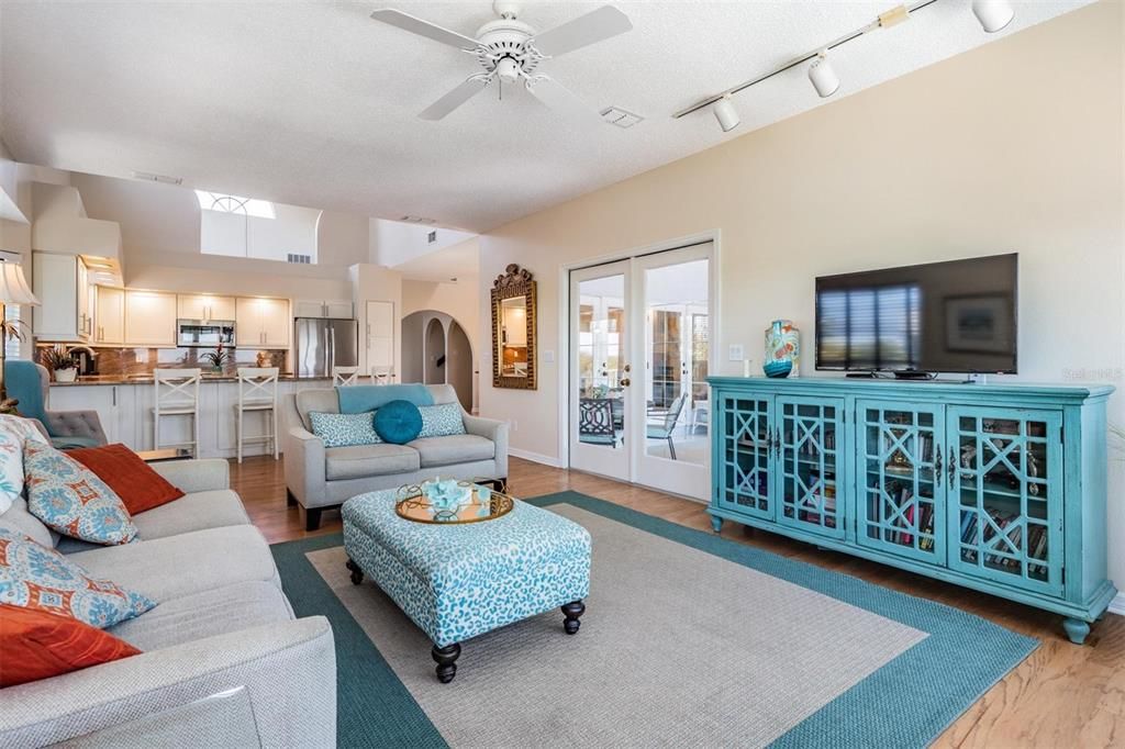 Interior, Kitchen, Living room, Stainless Steel Appliances, Wood Texture Flooring