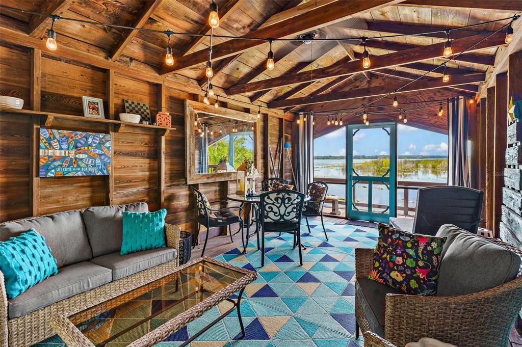 Dining room, Interior, Living room, Water, Wooden Beams, Wooden Ceilings, Wooden Walls