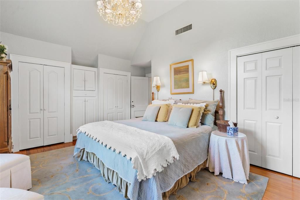 Bedroom, Chandelier, Interior, Wood Texture Flooring