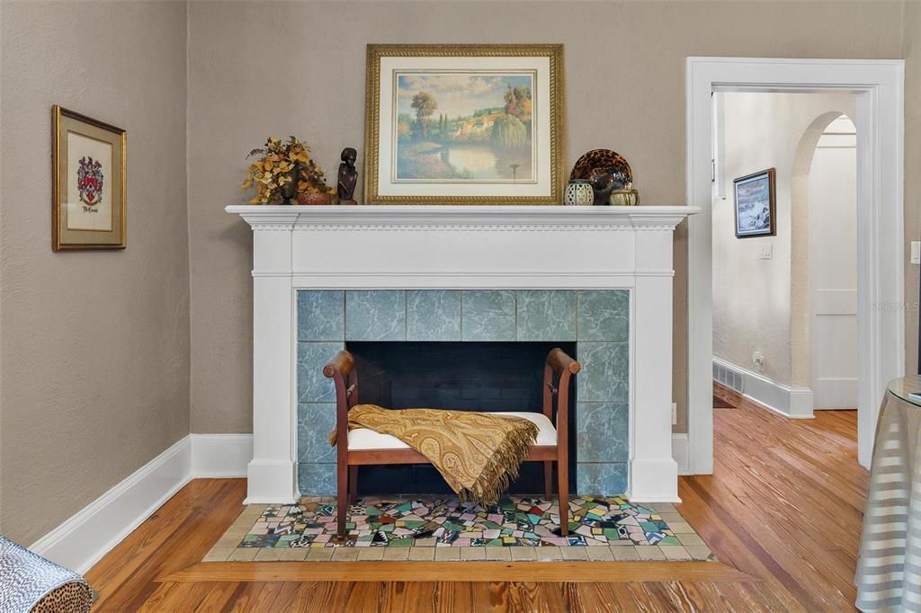 Fireplace, Interior, Wood Texture Flooring