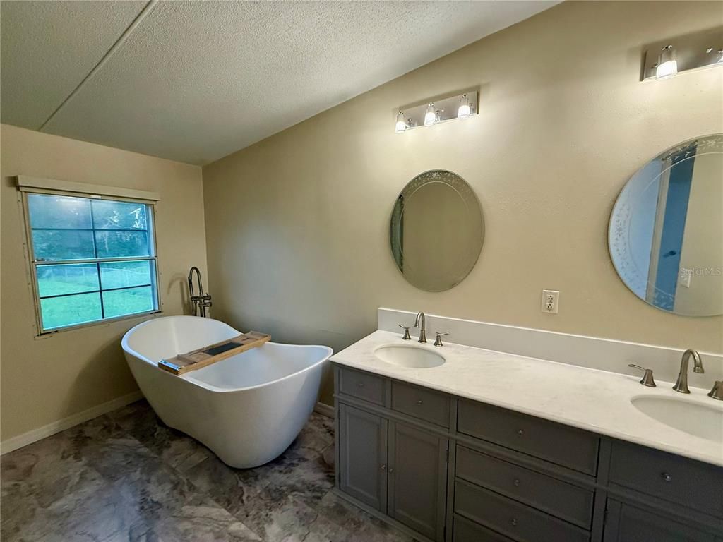 Bathroom, Dual Sink Vanities, Free Standing Baths, Interior, Marble