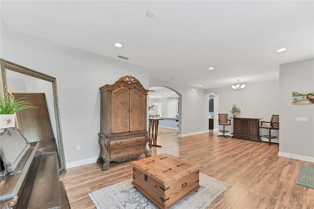 Chandelier, Interior, Recessed Lighting, Wood Texture Flooring