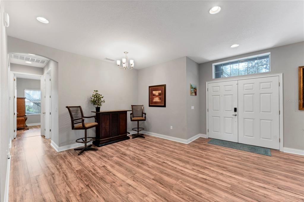 Chandelier, Interior, Recessed Lighting, Wood Texture Flooring