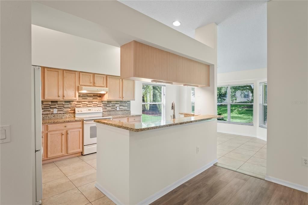 Interior, Kitchen, Recessed Lighting, Wood Texture Flooring