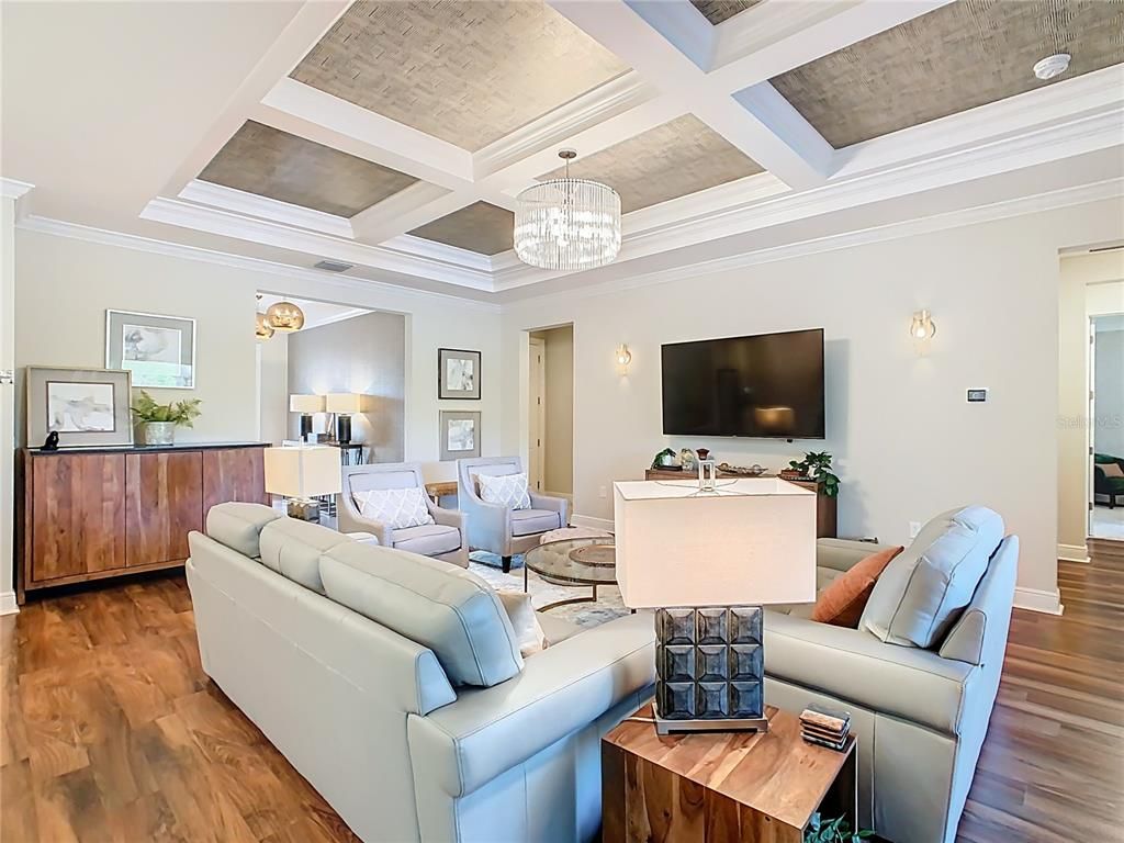 Chandelier, Interior, Living room, Wood Texture Flooring