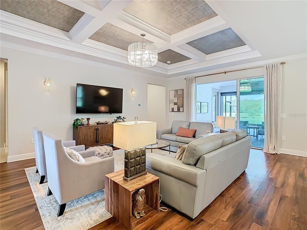 Chandelier, Interior, Living room, Water, Wood Texture Flooring