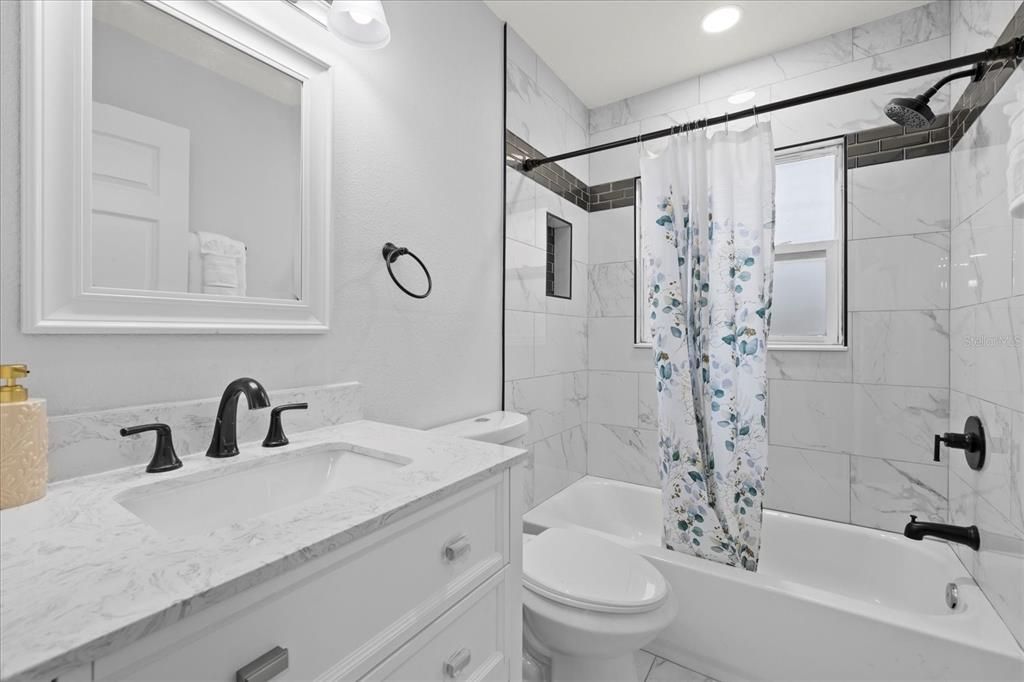 Bathroom, Interior, Marble Walls, Recessed Lighting
