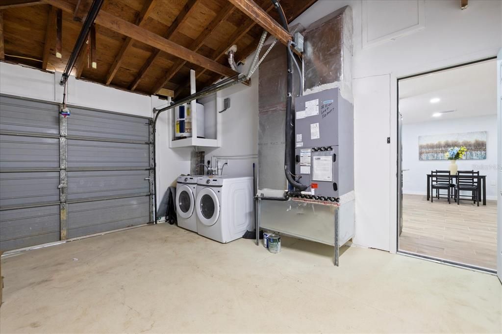 Garage, Interior, Recessed Lighting, Washer, Wooden Beams, Wooden Ceilings