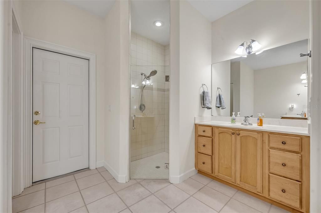 Bathroom, Glass Shower, Interior, Recessed Lighting