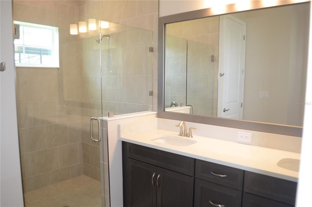 Bathroom, Dual Sink Vanities, Glass Shower, Interior