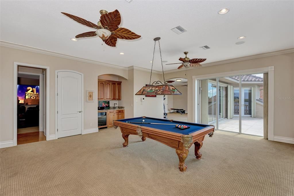 Billiard Table, Game Room, Interior, Pendant Lights, Recessed Lighting