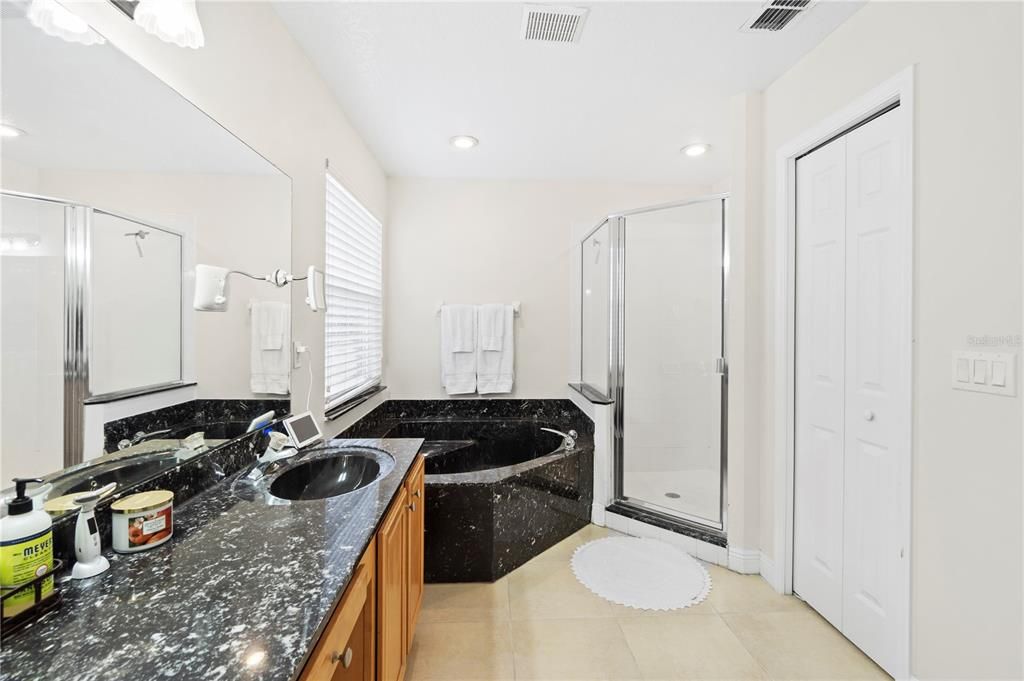 Bathroom, Dual Sink Vanities, Glass Shower, Interior, Recessed Lighting