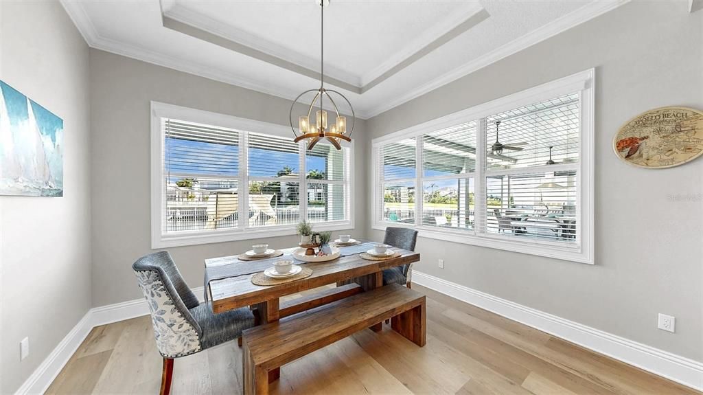 Chandelier, Dining room, Interior, Pendant Lights, Wood Texture Flooring