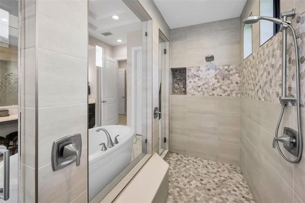 Bathroom, Glass Shower, Interior, Recessed Lighting